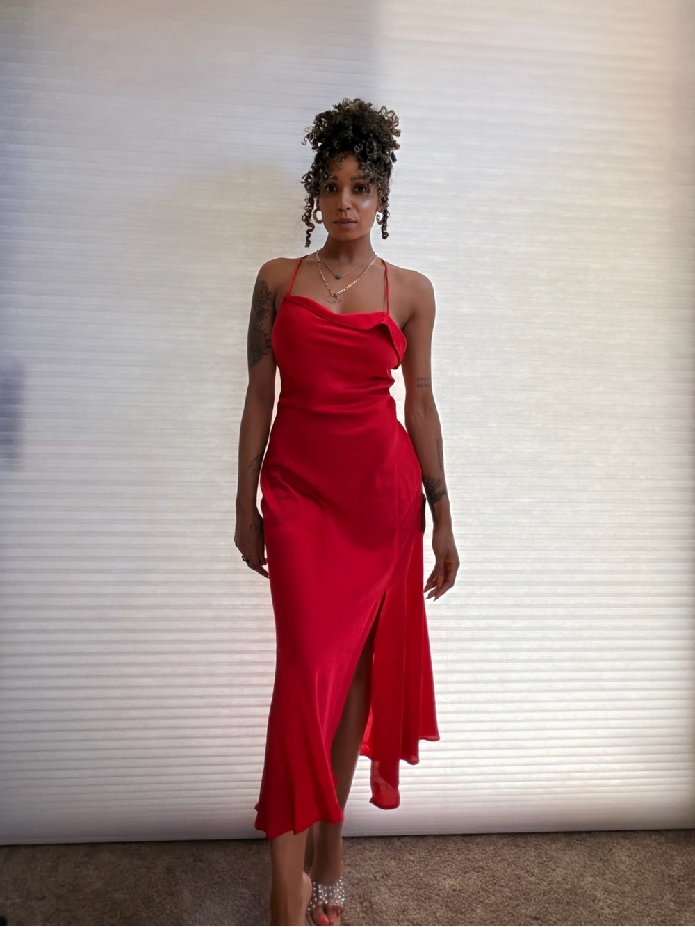ASTR The Label Red Satin Slip Dress - Picture 11 of 12